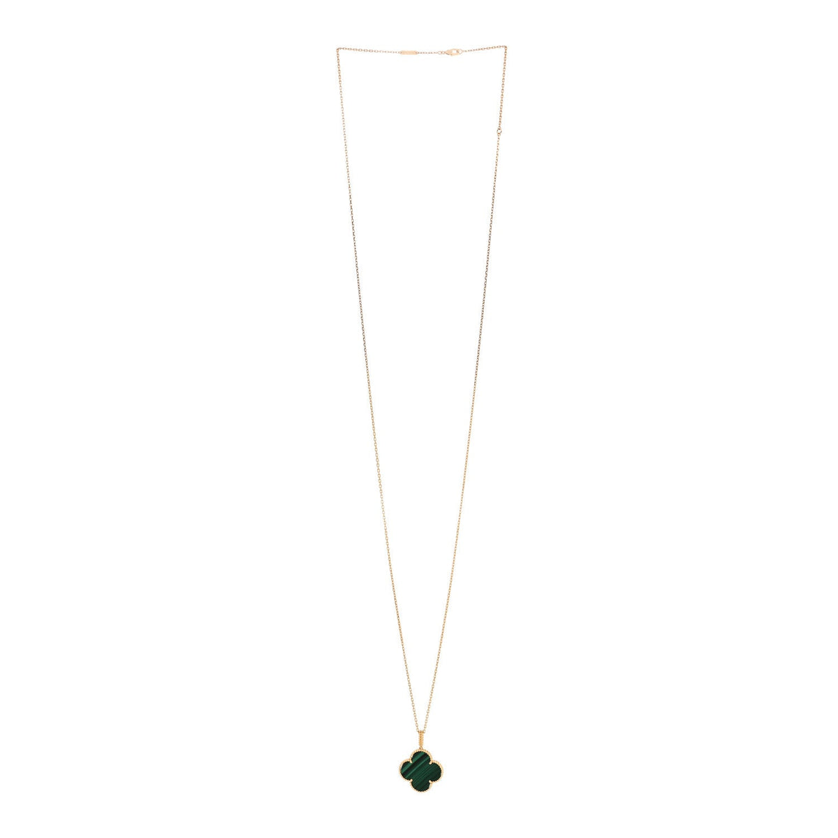 18K Yellow Gold Malachite Magic Alhambra Pendant Necklace