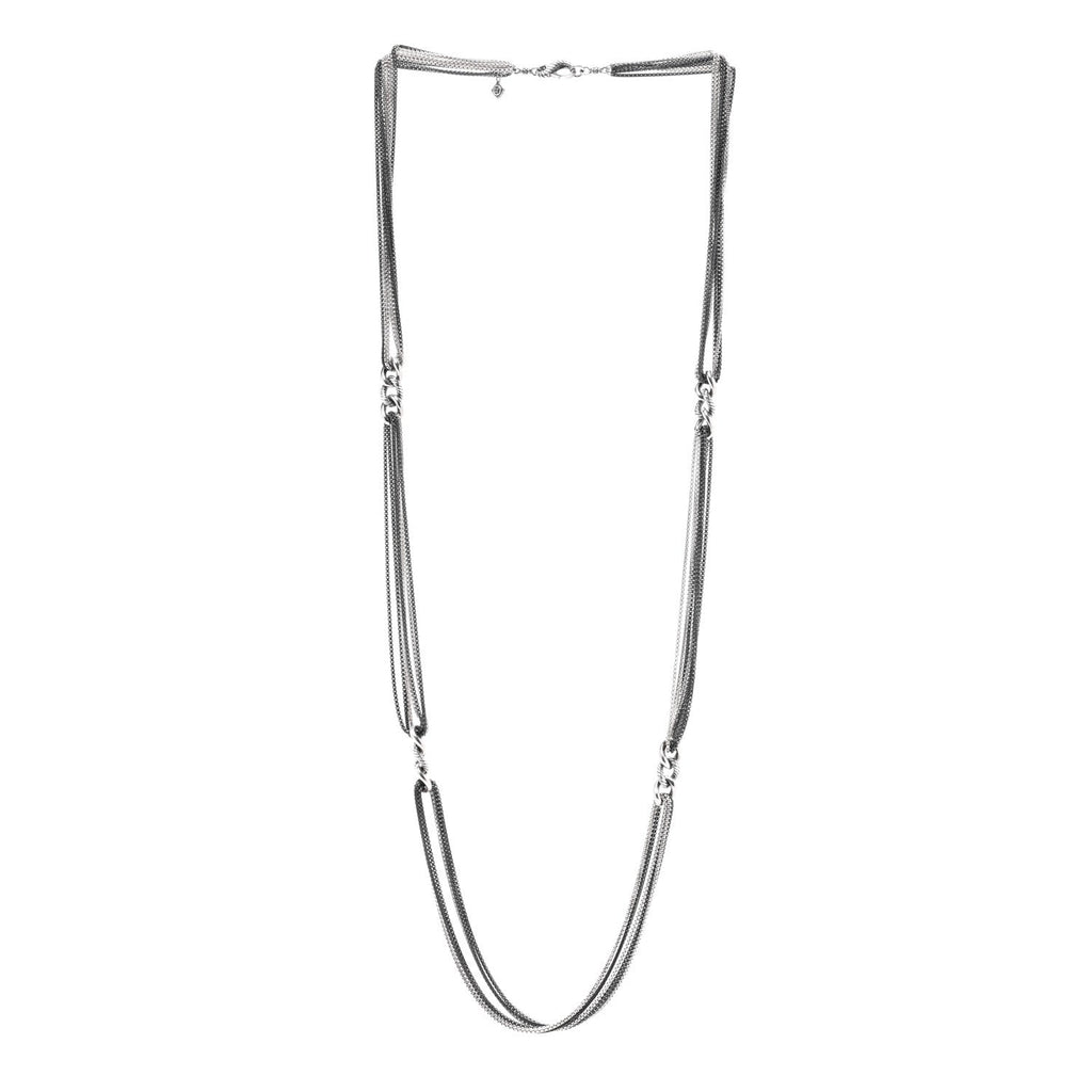 900 Silver Multi Row Chain Necklace