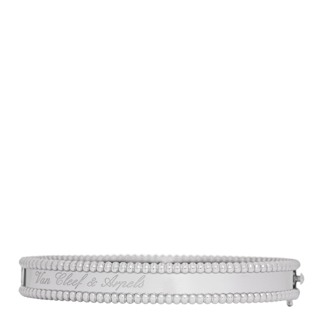 18K White Gold Perlee Signature Bangle Bracelet S