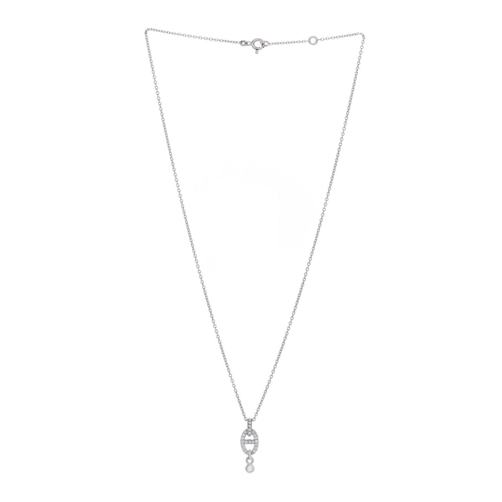 18K White Gold Diamond PM Chaine d'Ancre Enchainee Necklace