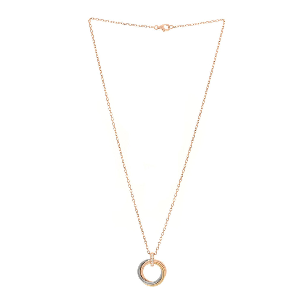 18K Pink White Yellow Gold Diamond Trinity Pendant Necklace