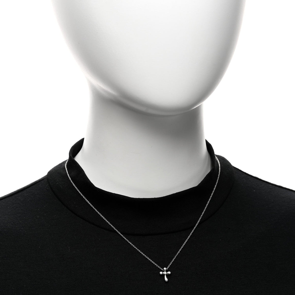 Platinum Diamond 9mm Elsa Peretti Cross Pendant Necklace