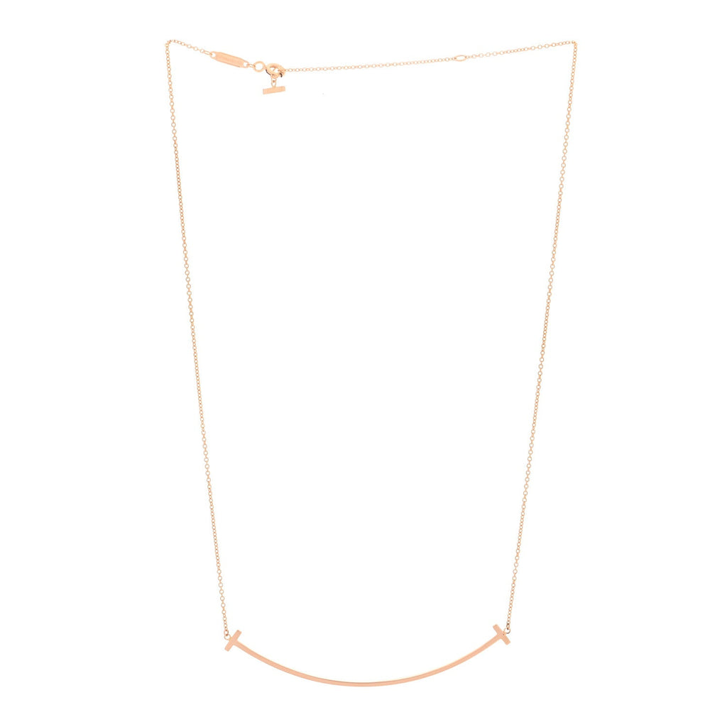 18K Rose Gold Large T Smile Pendant Necklace