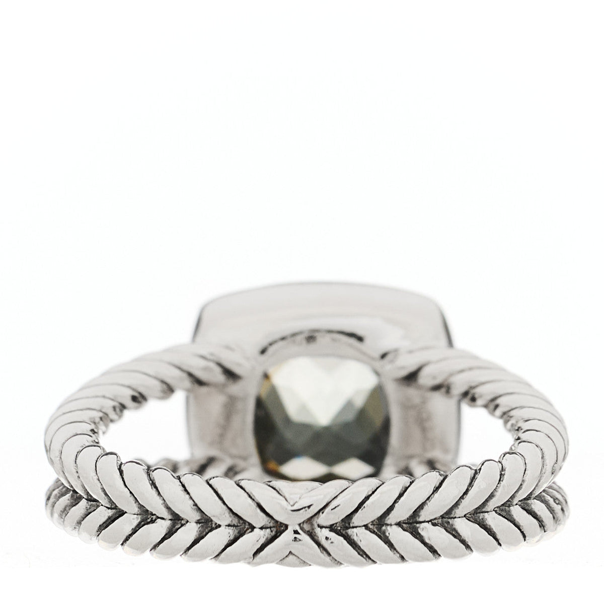 Sterling Silver Diamond Prasiolite 7mm Petite Albion Ring 50 5.25