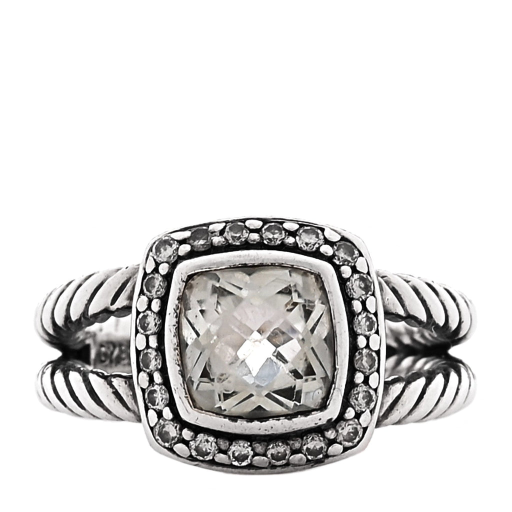 Sterling Silver Diamond Prasiolite 7mm Petite Albion Ring 48 4.5