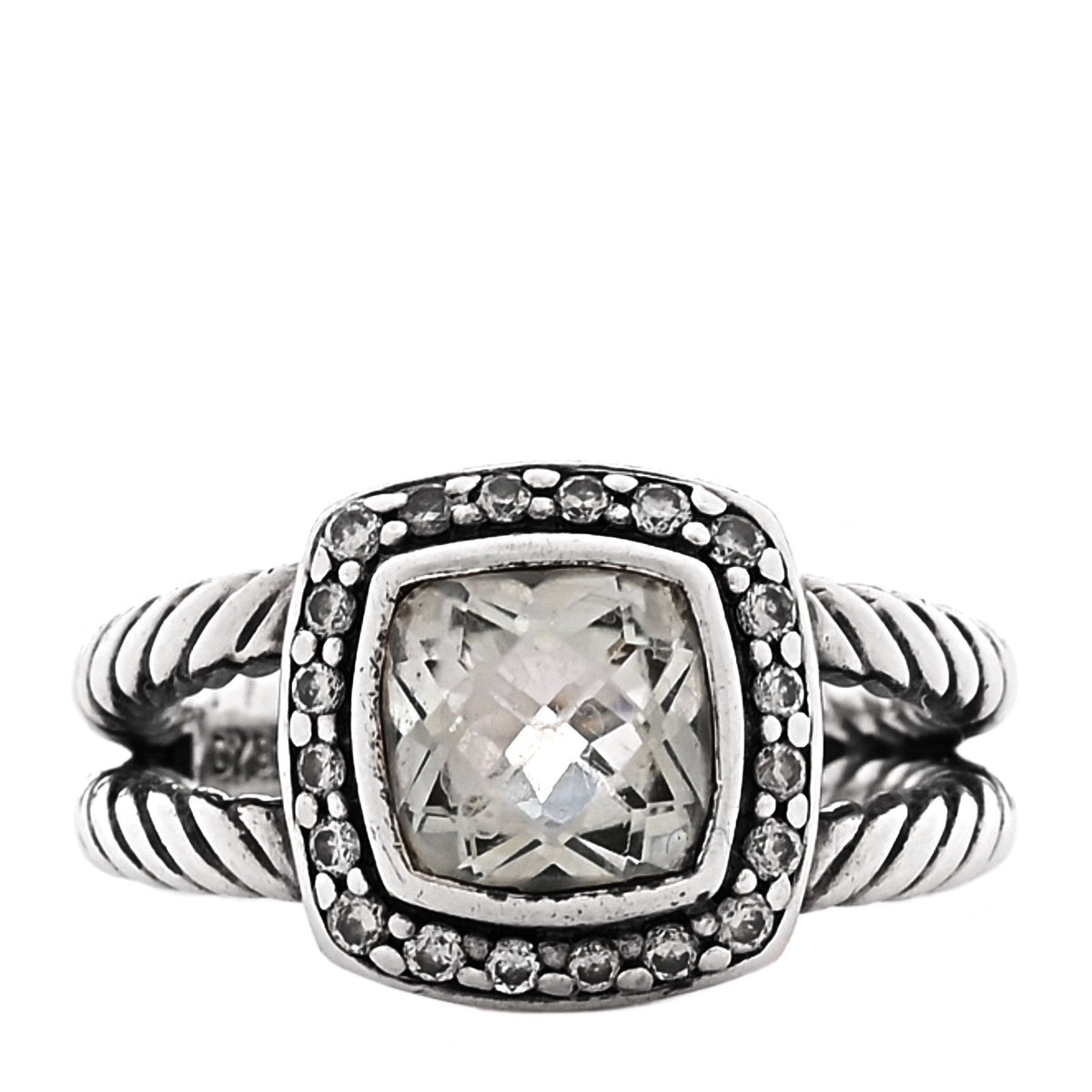 Sterling Silver Diamond Prasiolite 7mm Petite Albion Ring 48 4.5