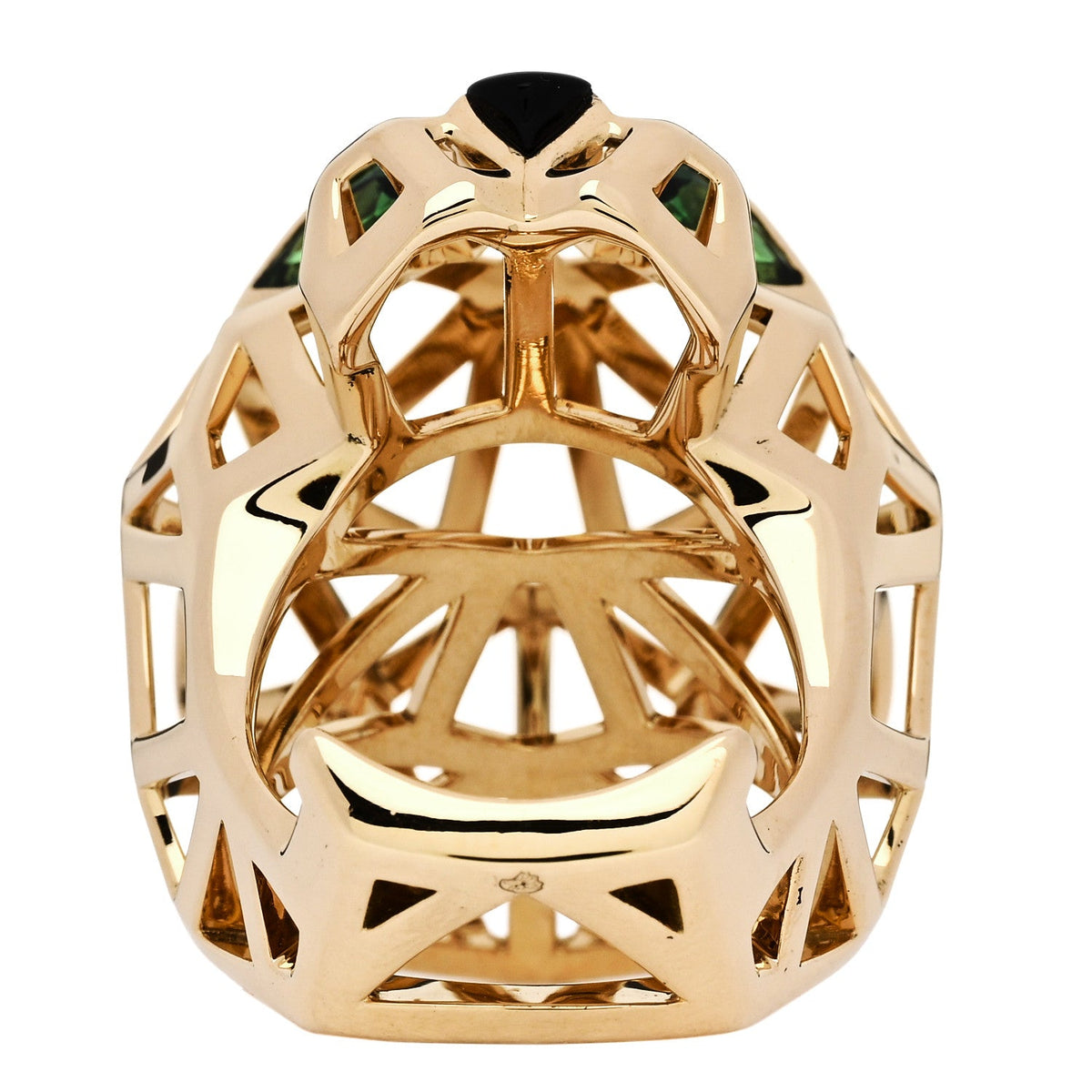 18K Yellow Gold Tsavorite Onyx Panthere De Cartier Ring 51 5.75