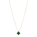 18K Yellow Gold Malachite Vintage Alhambra Pendant Necklace