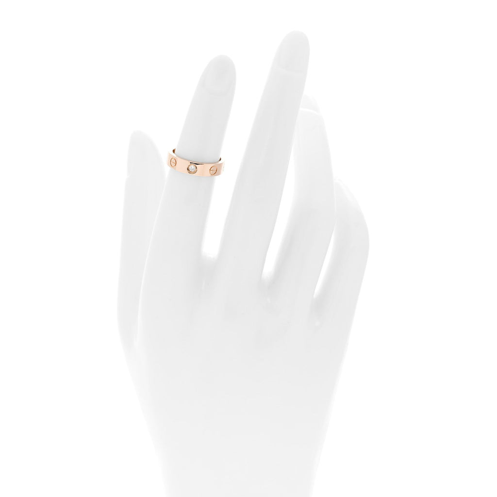 18K Pink Gold Diamond 4mm LOVE Wedding Band Ring 46 3.75