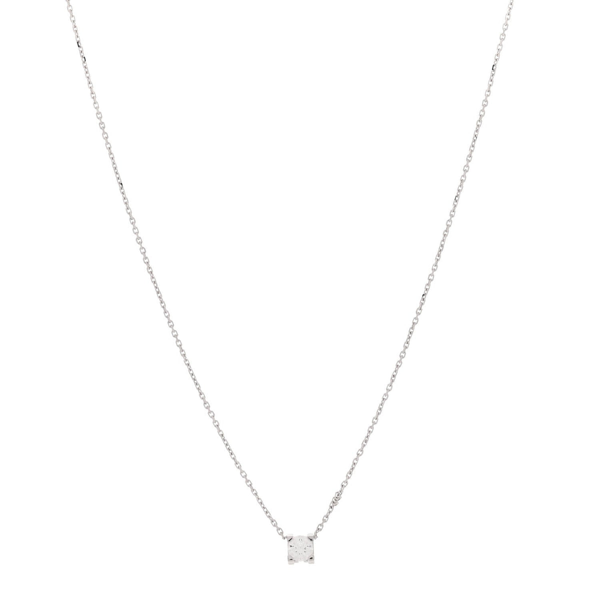 18K White Gold Diamond .30ct C De Cartier Pendant Necklace