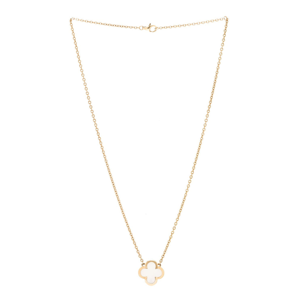 18K Yellow Gold Mother of Pearl Pure Alhambra Pendant Necklace