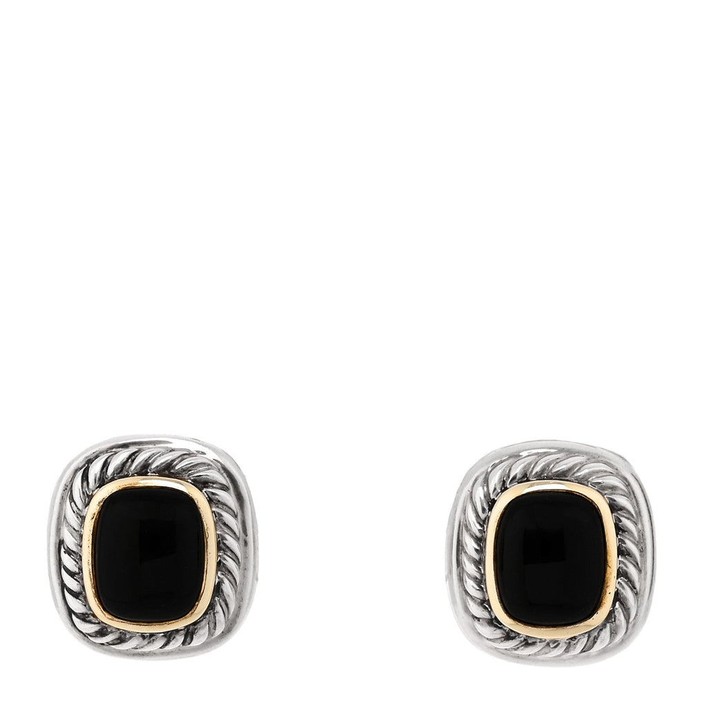 Sterling Silver 14K Yellow Gold Black Onyx 11mm Albion Earrings