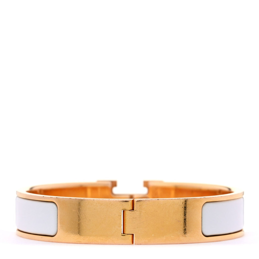 Enamel Narrow Clic Clac H Bracelet PM White