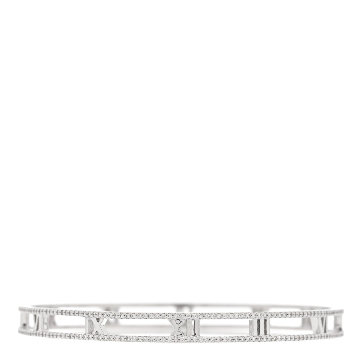18K White Gold Diamond Atlas Open Bangle Bracelet