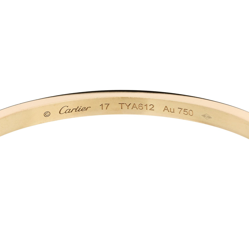 18K Yellow Gold 10 Diamond Small LOVE Bracelet 17