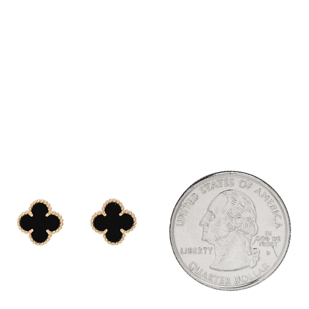 18K Yellow Gold Black Onyx Sweet Alhambra Earrings