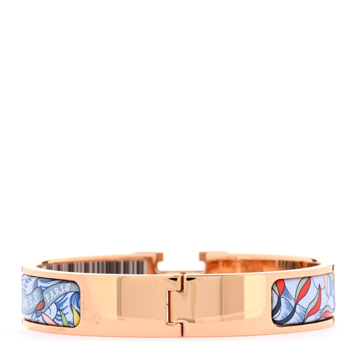 Enamel Narrow Print Cosmographia Universalis Clic Clac H Bracelet PM Album De Soie