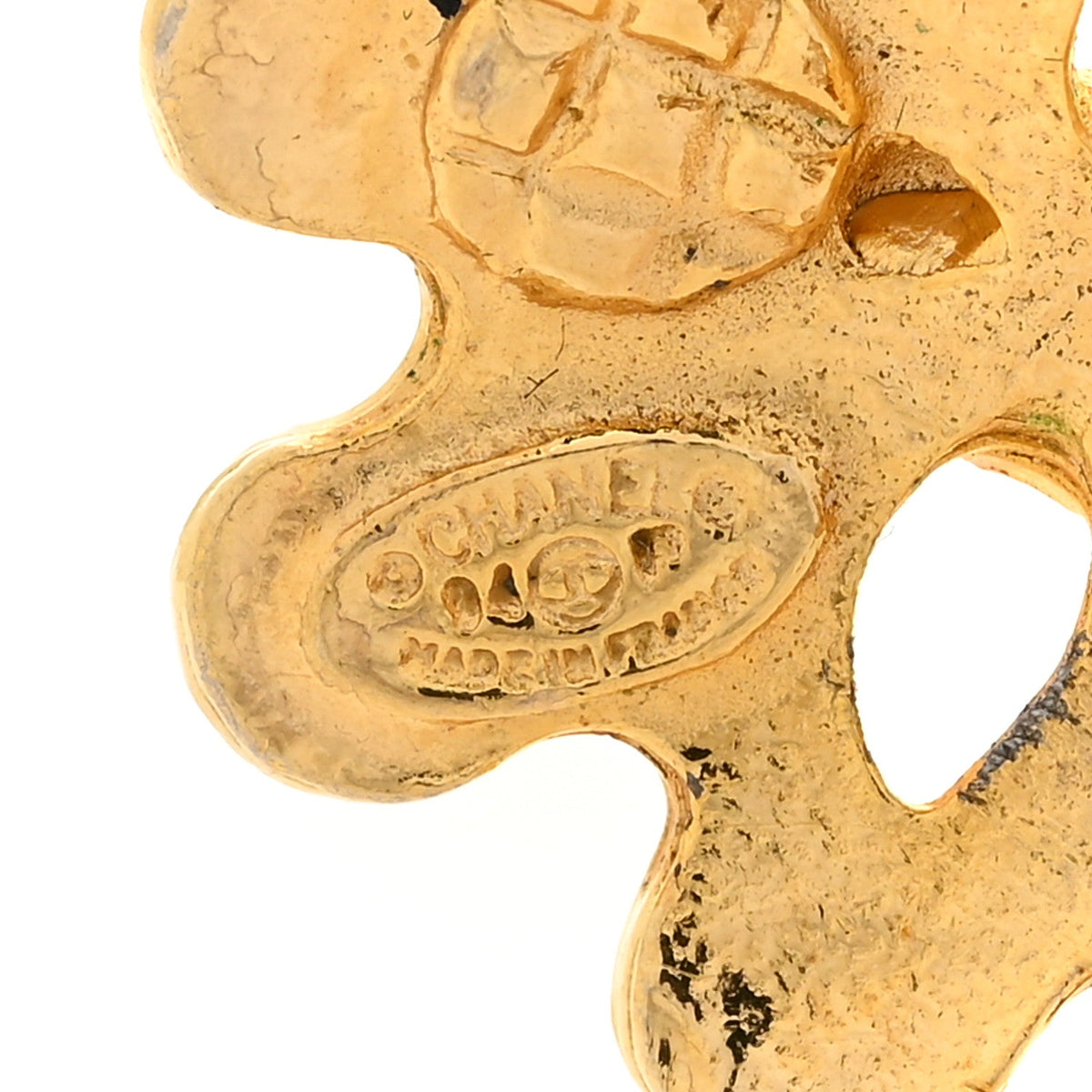Metal Flower CC Clip On Earrings Gold