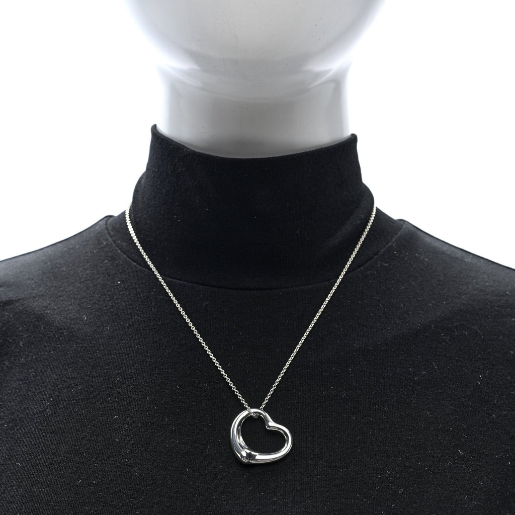 Sterling Silver 27mm Elsa Peretti Open Heart Pendant Necklace