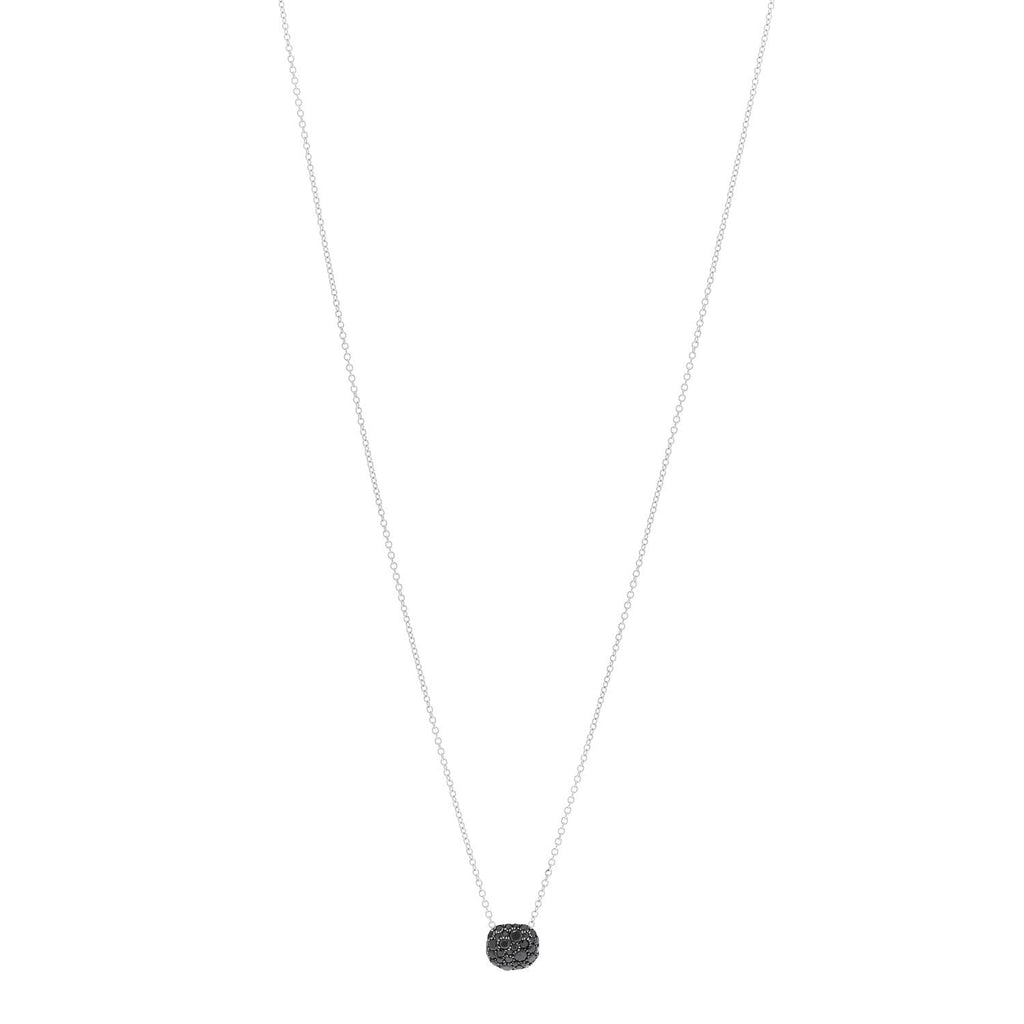 18K White Gold Black Diamond Cushion Pendant Necklace