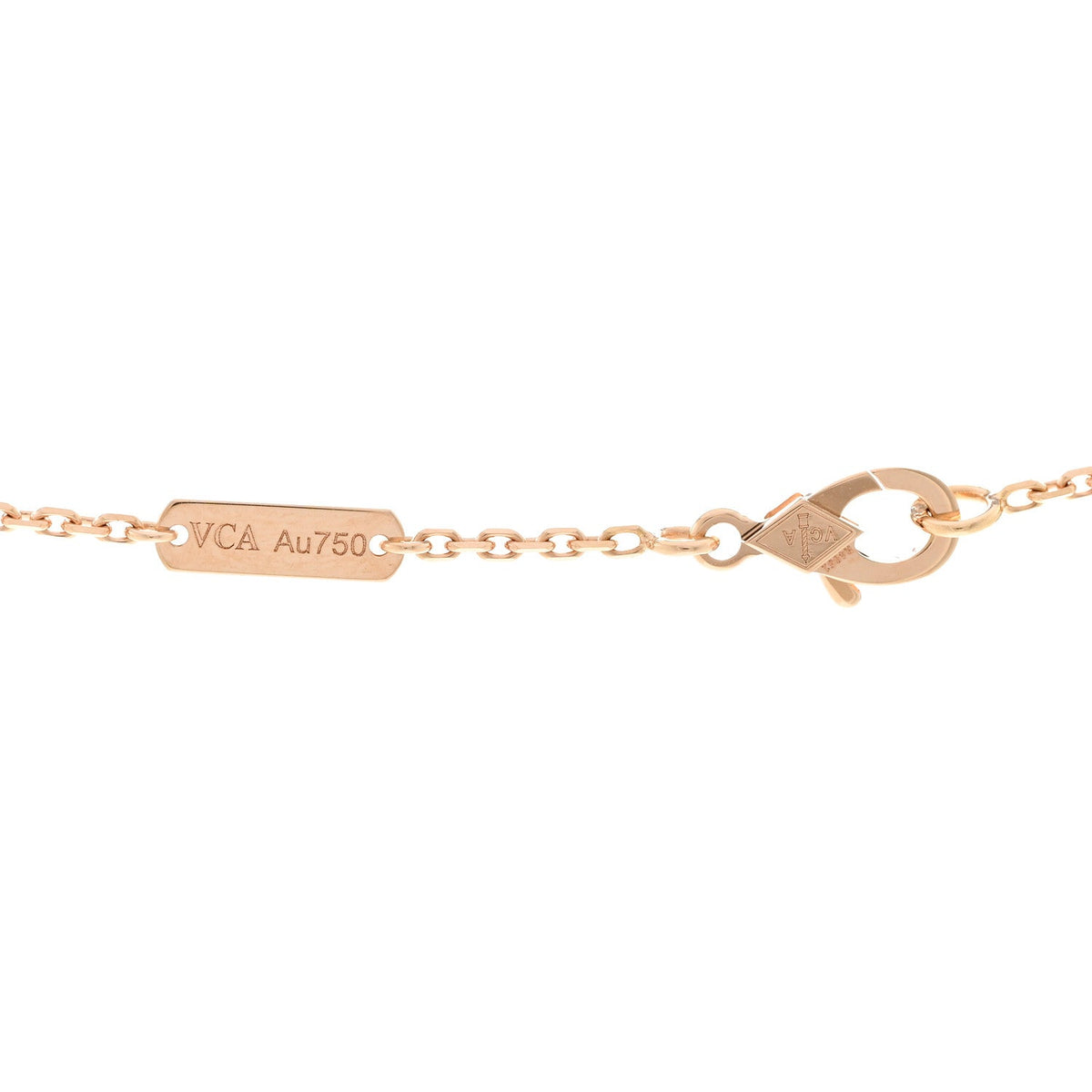 18K Rose Gold Diamond Silver Obsidian Vintage Alhambra Pendant Necklace