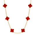 18K Yellow Gold Carnelian 10 Motifs Vintage Alhambra Necklace