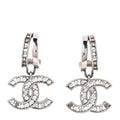 Crystal CC Drop Earrings Silver