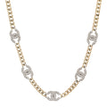Crystal Chain CC Link Choker Gold Silver