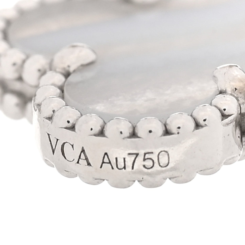 18K White Gold Chalcedony 5 Motifs Vintage Alhambra Bracelet