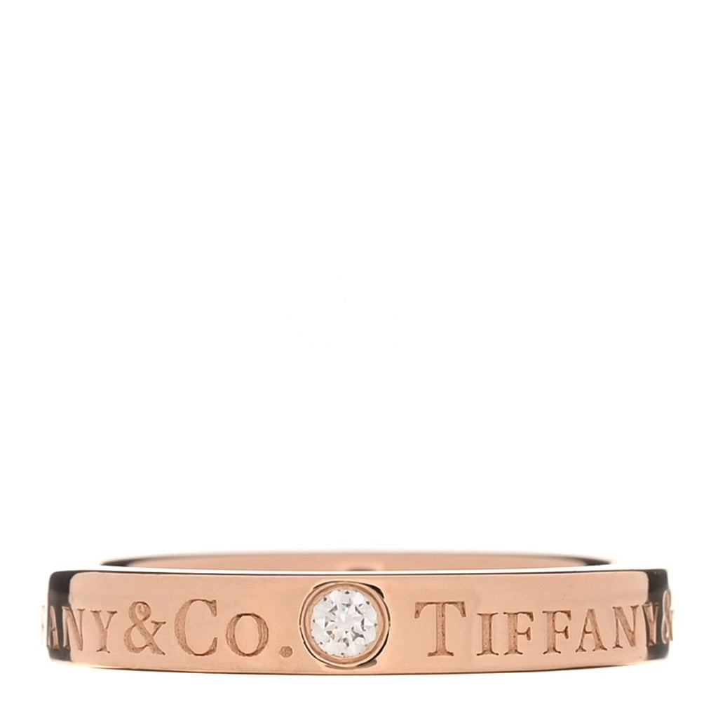 18K Rose Gold Diamond Logo Band Ring 45 3.25
