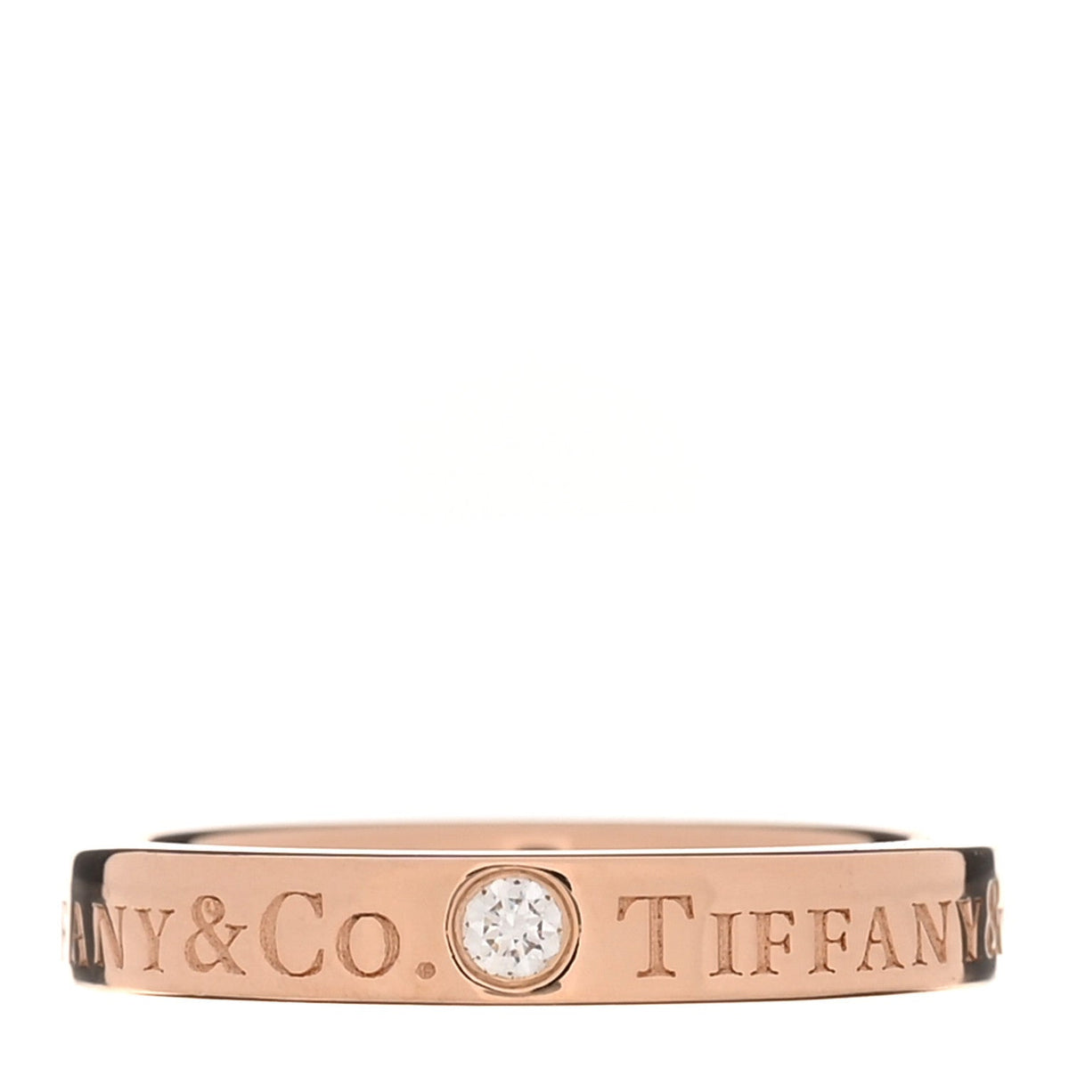 18K Rose Gold Diamond Logo Band Ring 45 3.25