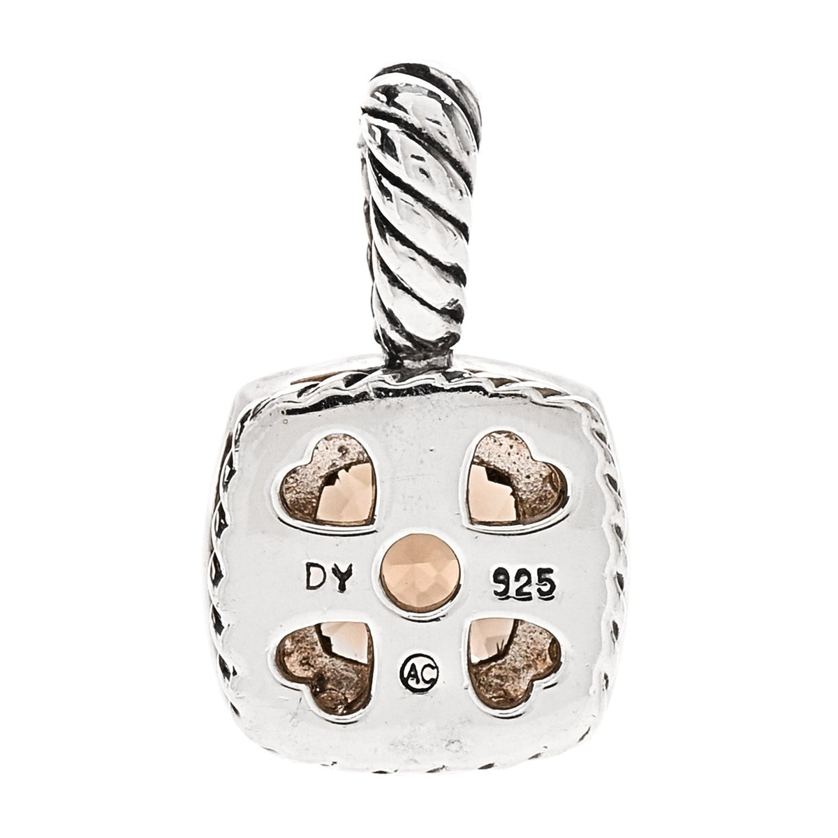 Sterling Silver Diamond Smoky Quartz 7mm Petite Albion Pendant