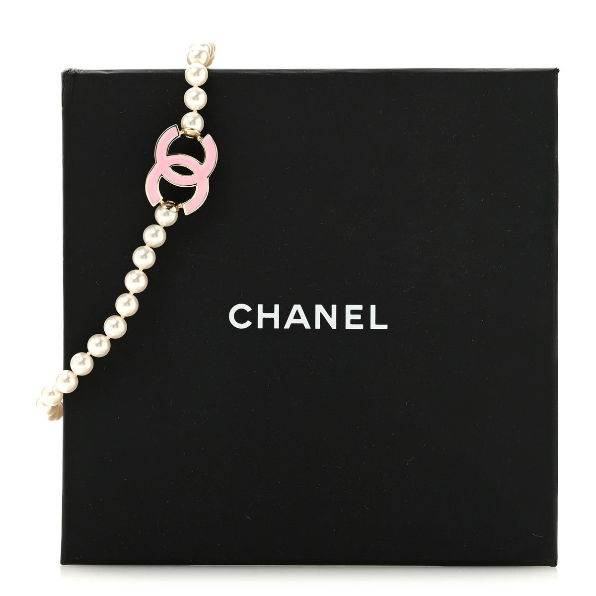 Pearl Enamel CC Choker Necklace Gold White Pink