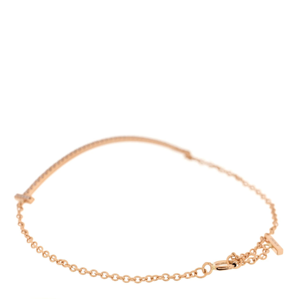 18K Rose Gold Diamond T Smile Bracelet
