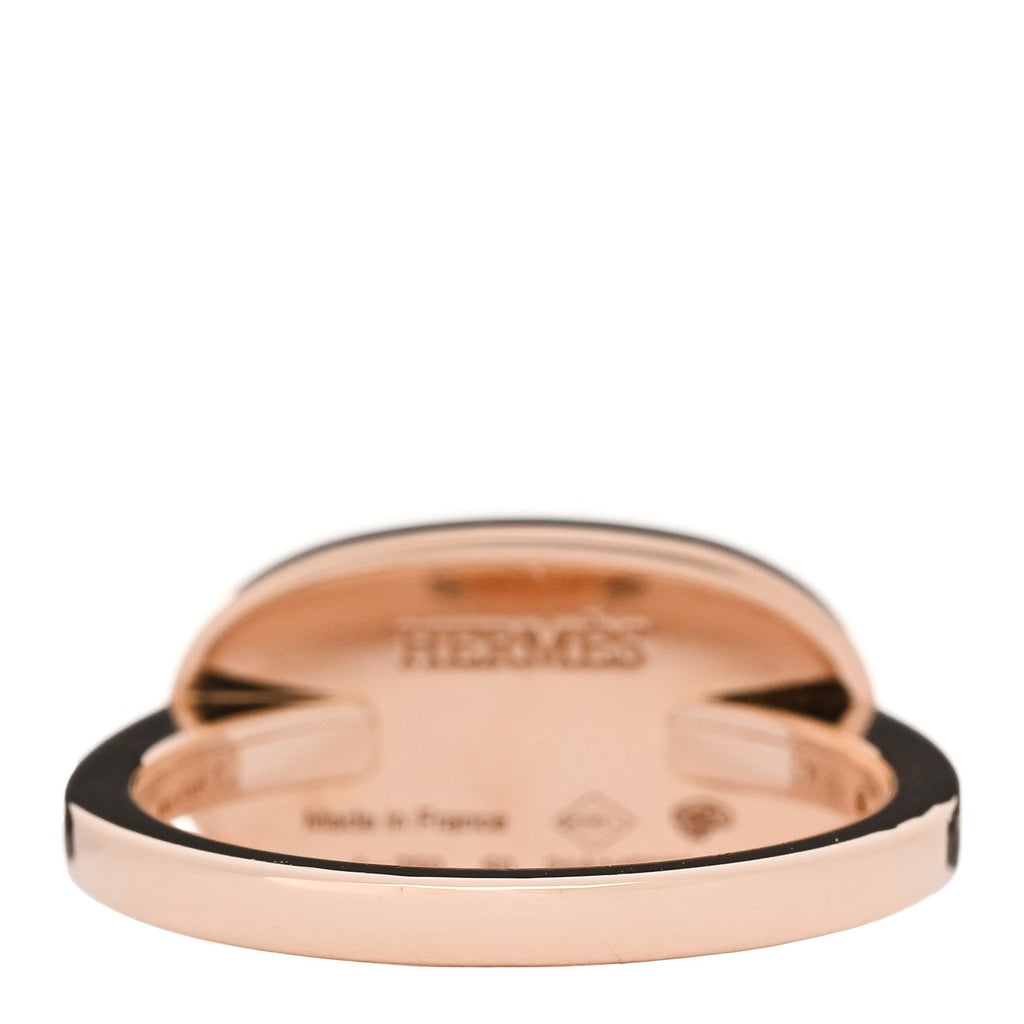 18K Rose Gold Ceramic MM Chaine d'Ancre Verso Ring 50 5.25 White