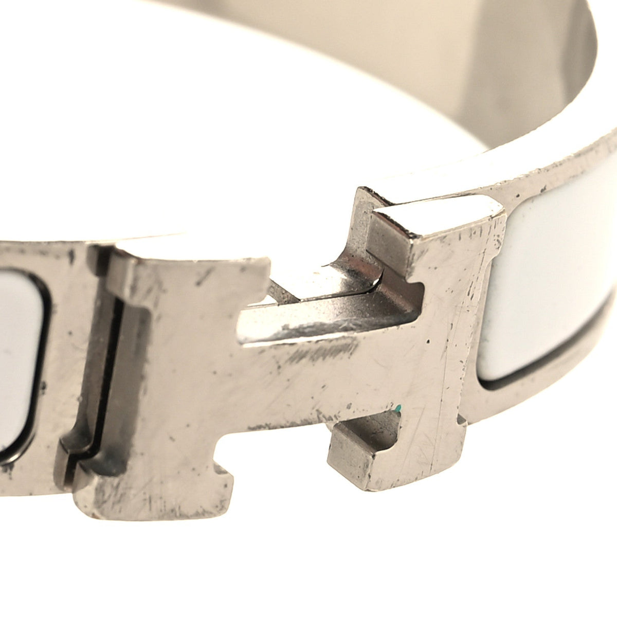 Enamel Narrow Clic Clac H Bracelet GM White