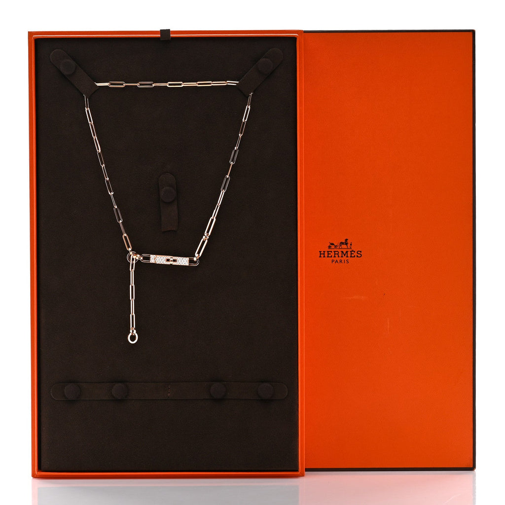 18K Rose Gold Diamond Pave PM Kelly Chaine Lariat Necklace ST