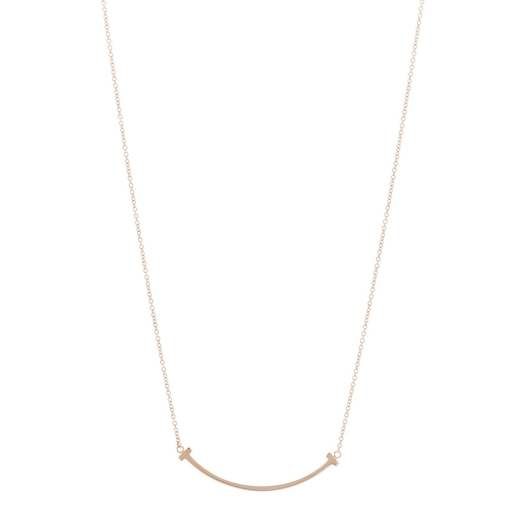 18K Rose Gold Small T Smile Pendant Necklace