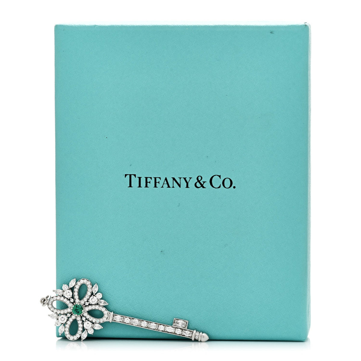 Platinum Diamond Emerald Victoria Key Pendant