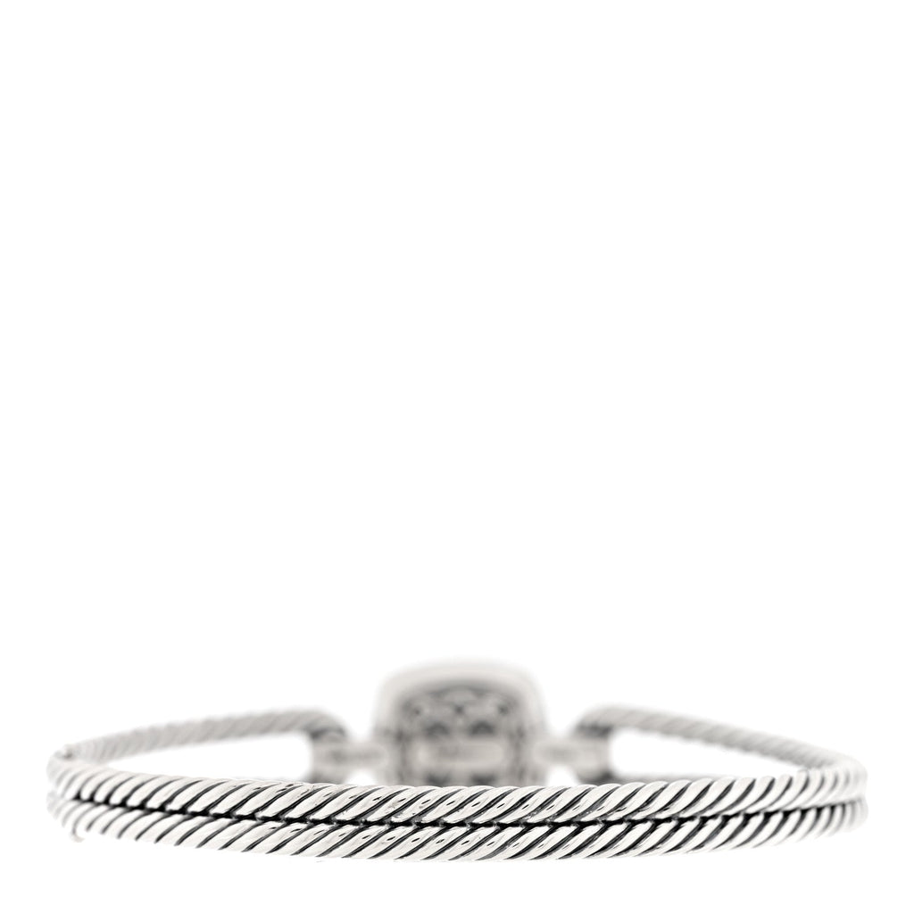 Sterling Silver Diamond Prasiolite 10mm Albion Cable Bracelet