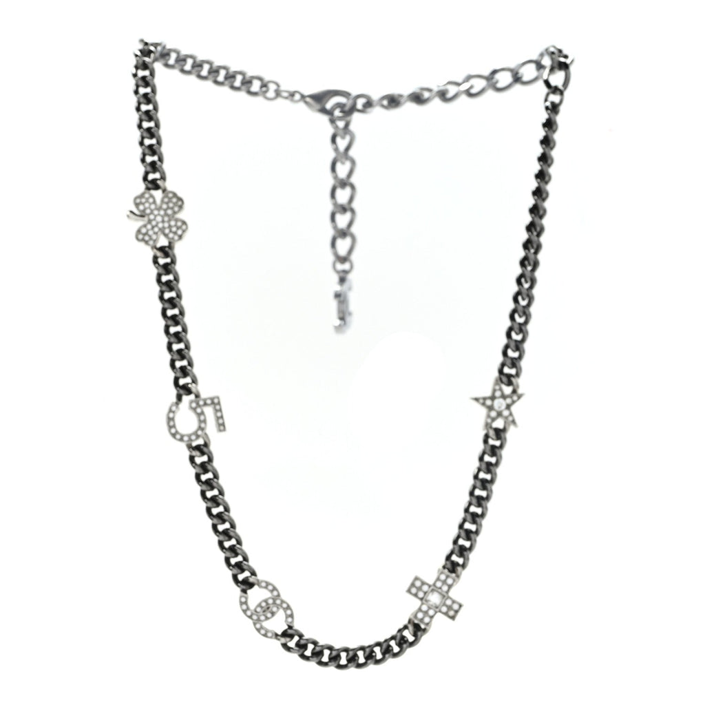 Crystal CC Lucky Symbols Choker Necklace Silver