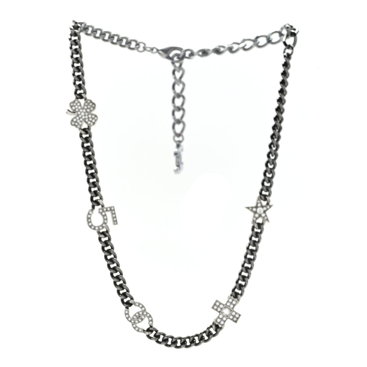 Crystal CC Lucky Symbols Choker Necklace Silver