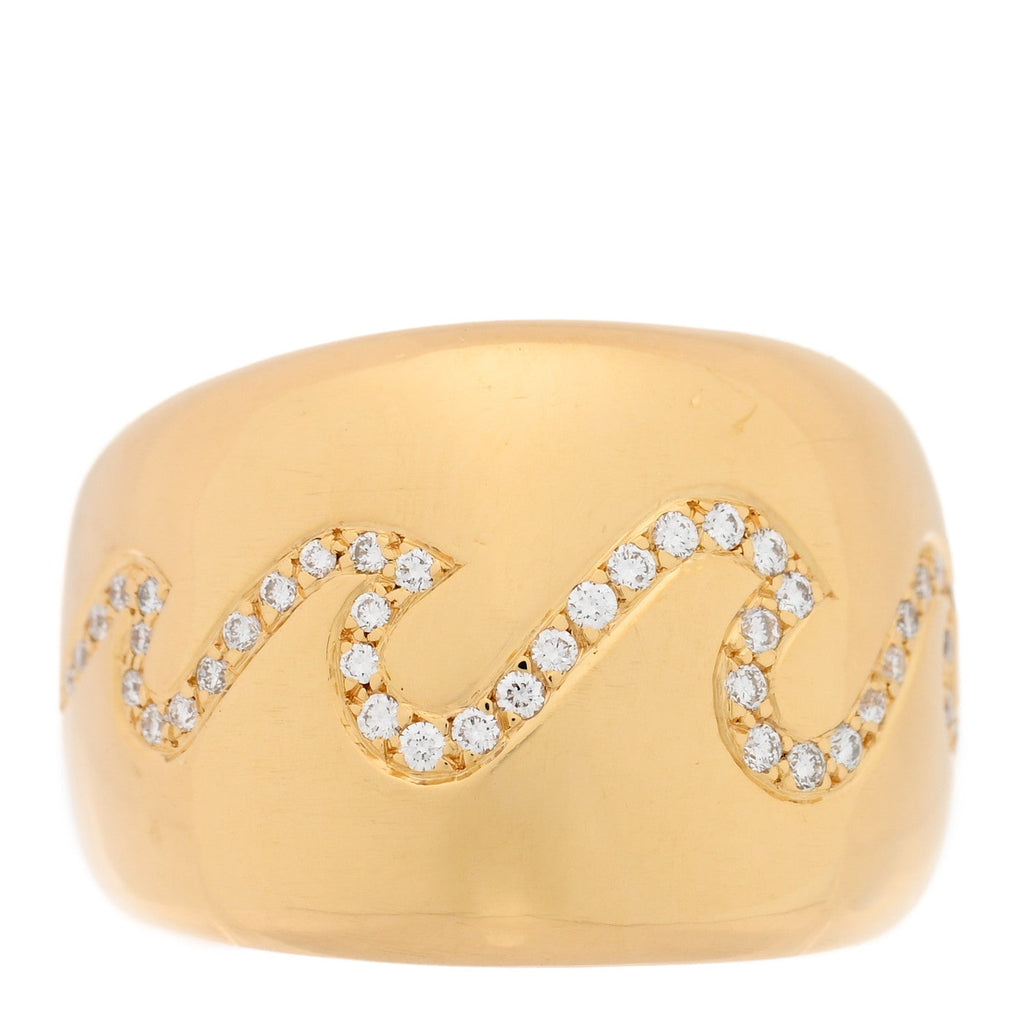 18K Yellow Gold Diamond Wave Ring 52 6