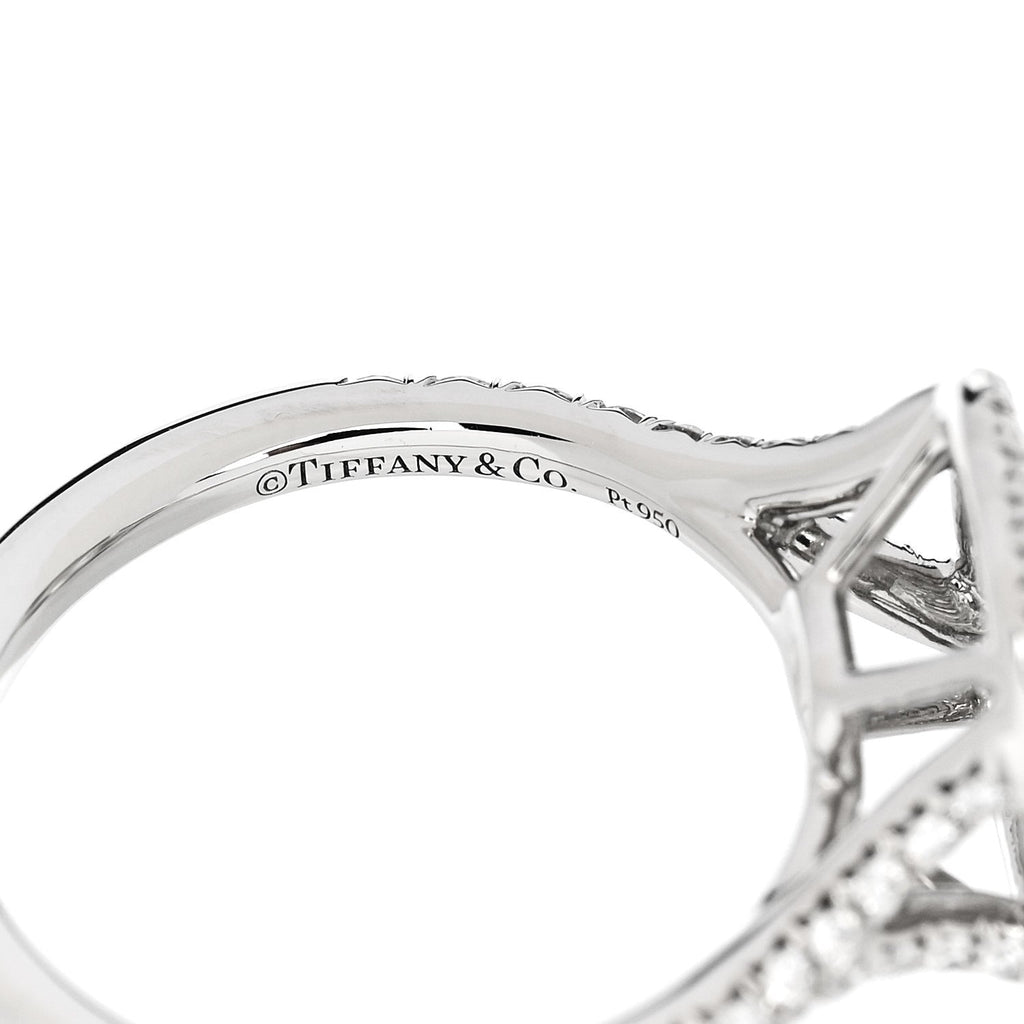 Platinum Diamond 1.11ct Soleste Cushion Cut Double Halo Engagement Ring 49 4.75