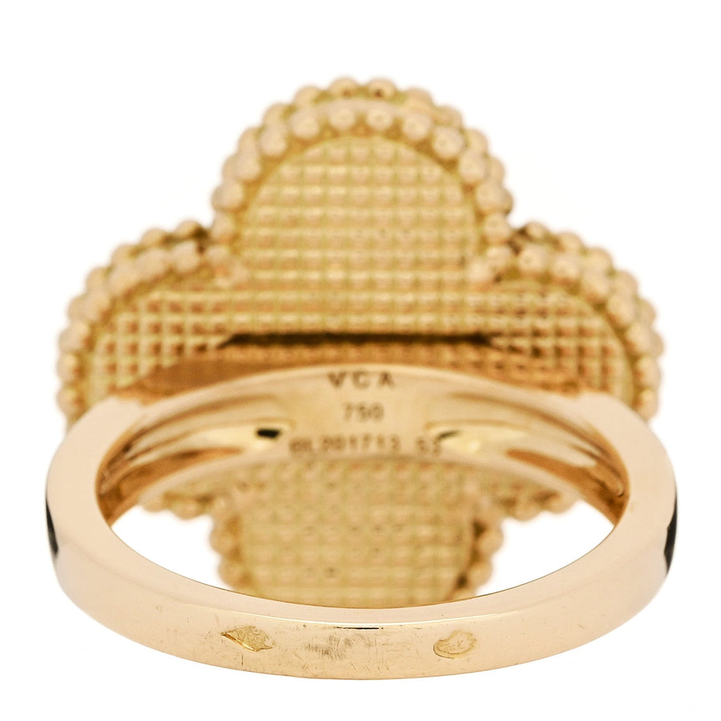 18K Yellow Gold Gray Mother of Pearl Magic Alhambra Ring 53 6.5