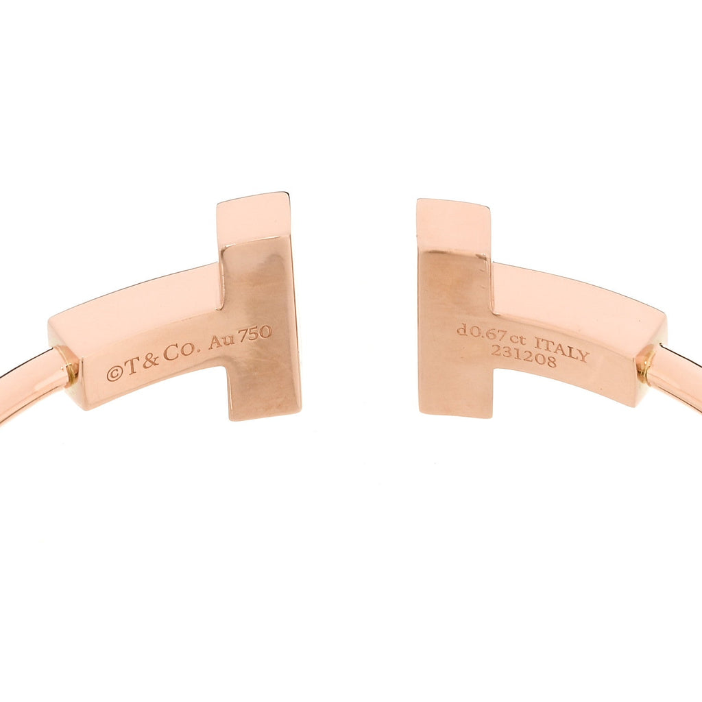 18K Rose Gold Diamond Tiffany T Wide Wire Bracelet