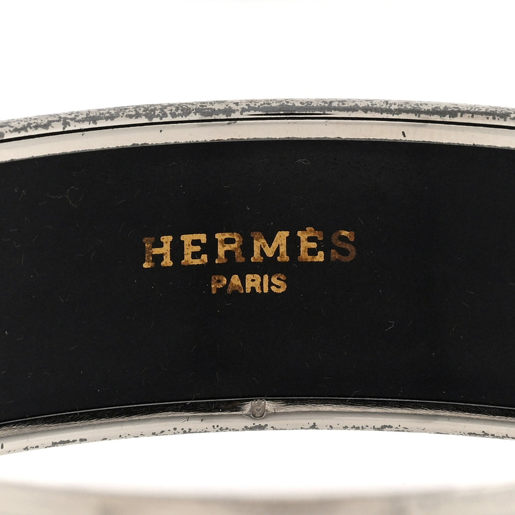 Enamel Printed Wide Bracelet M White