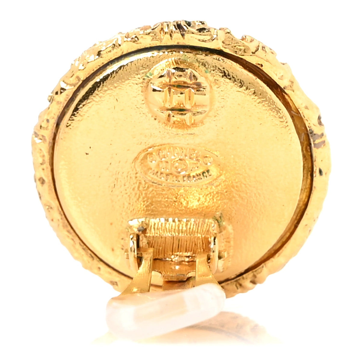 Textured CC Clip On Earrings Gold