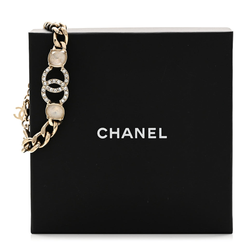 Glass Crystal CC Chain Bracelet Gold