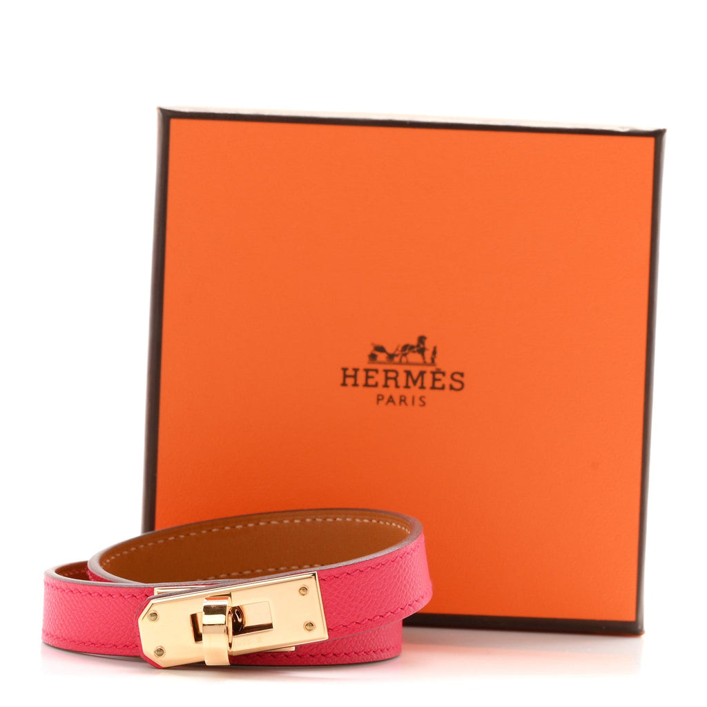 Epsom Kelly Double Tour Bracelet T4 Rose Extreme